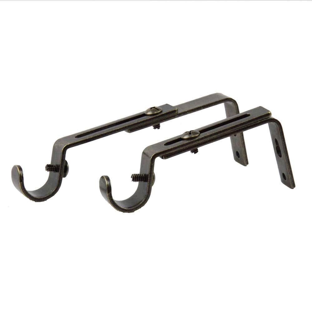 Adjustable Gold Metal Single Curtain Rod Bracket Set
