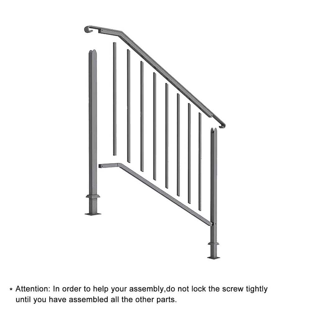 Matte Black Stainless Steel 3-Step Handrail for Stairs