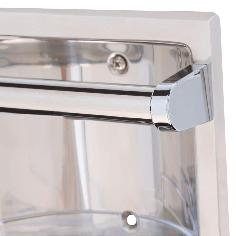 Chrome Recessed Stainless Steel Soap Holder with Grab Bar