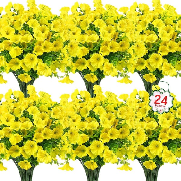 14.2 in. Yellow Indoor/Outdoor Artificial Assorted Flowers