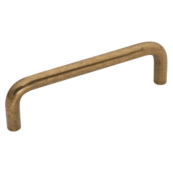 HICKORY HARDWARE Wire Pulls Collection Pull 3-1/2 in. (76 mm) Center to Center Antique Brass Finish Modern Brass Bar Pull (1-Pack)