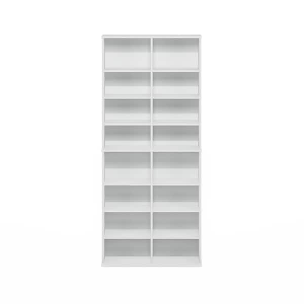 Furinno JAYA White 16-Shelf Multimedia Media Storage Tower Rack