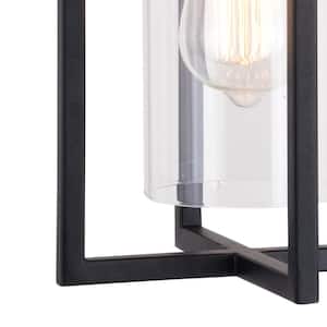 Kilbourne 1 Light Textured Black Dusk to Dawn Outdoor Wall Sconce Lantern Clear Glass