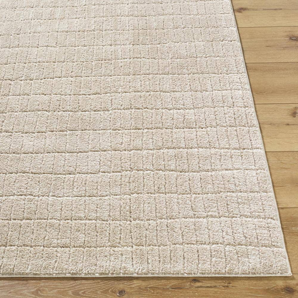 Light Brown Minimalist Striped Polyester Area Rug, 5'3" x 7'
