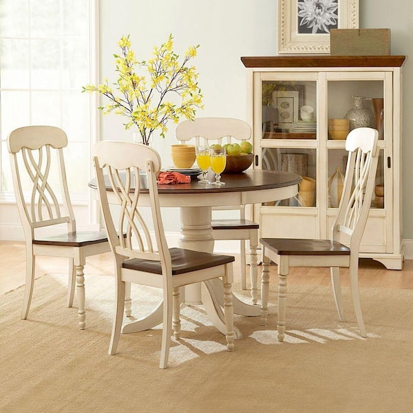 Antique white dining discount table and chairs