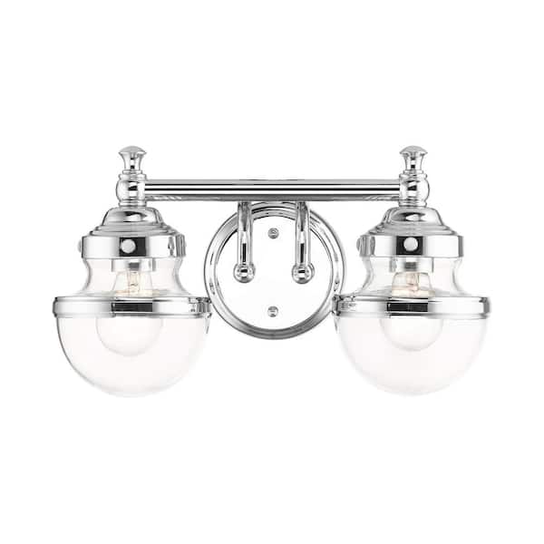 AVIANCE LIGHTING Bellhurst 15 in. 2-Light Polished Chrome Vanity Light with Clear Glass