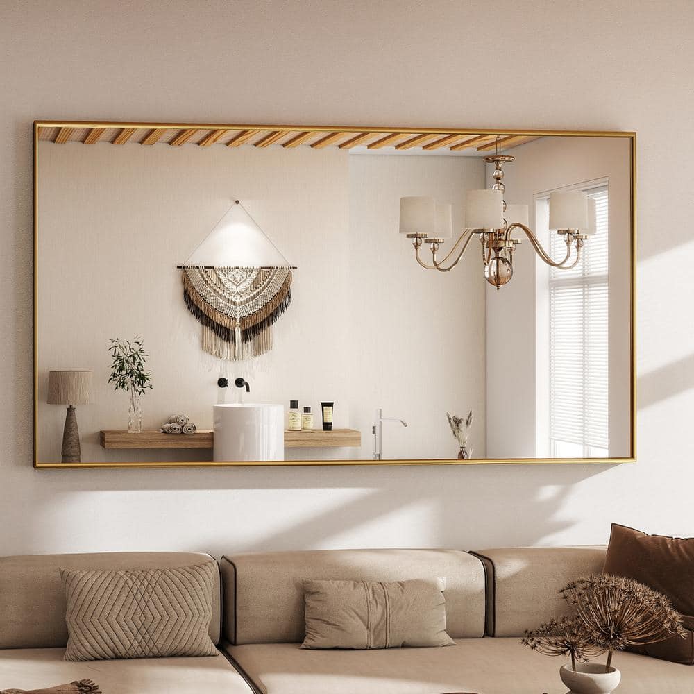 34 in. W x 76 in. H Rectangular Aluminum Alloy Framed Gold Full Length Mirror Wall Bathroom Vanity Mirror price history on PriceWatchPro