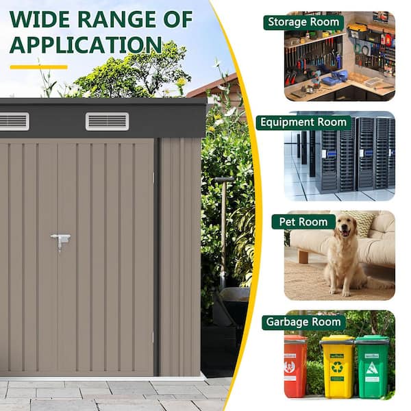 BTMWAY Brown Upgrade 6 ft. W x 4 ft. D Galvanized Steel