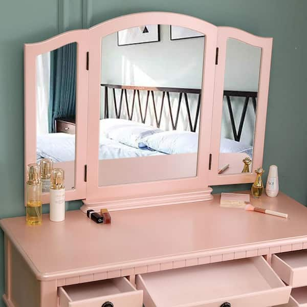 Furniture MakeoverDIY Pink Marble Mirrored Dresser & Nightstand