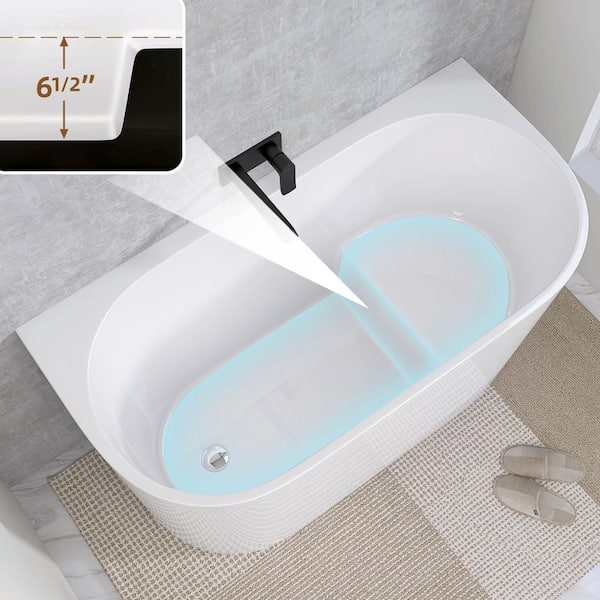 Getpro 47 in. x 23.6 in. Freestanding Deep Soaking Bathtub with