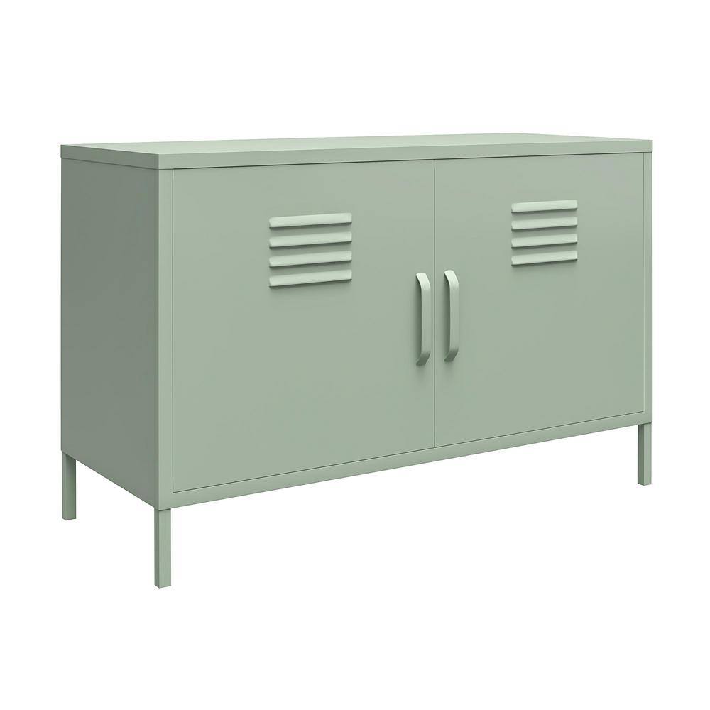 Pale Green Metal Lockable Office Storage Cabinet with 2 Shelves