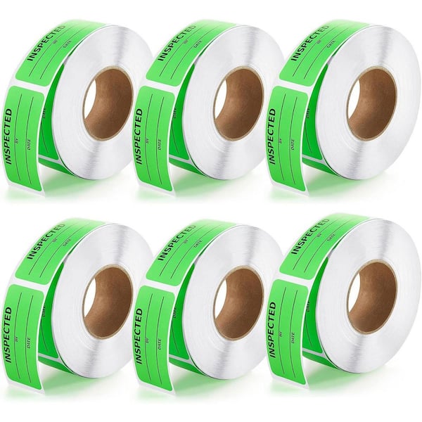 Unbranded Green Adhesive Stickers 1 x 2.25 in. Quality Control Inventory Labels Writable Rectangle 600 Pieces Per Roll 6 Rolls
