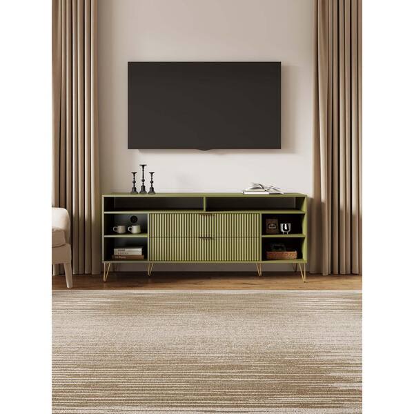 Manhattan Comfort DUMBO 62.99 in. Olive Green Mid-Century Manhattan Comfort DUMBO 62.99 in. Olive Green Mid-Century
