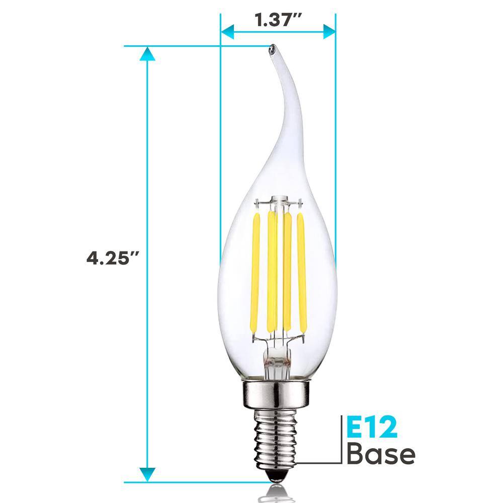 Vintage Edison Style Dimmable LED Candelabra Bulbs, Clear Glass, 7-Watt