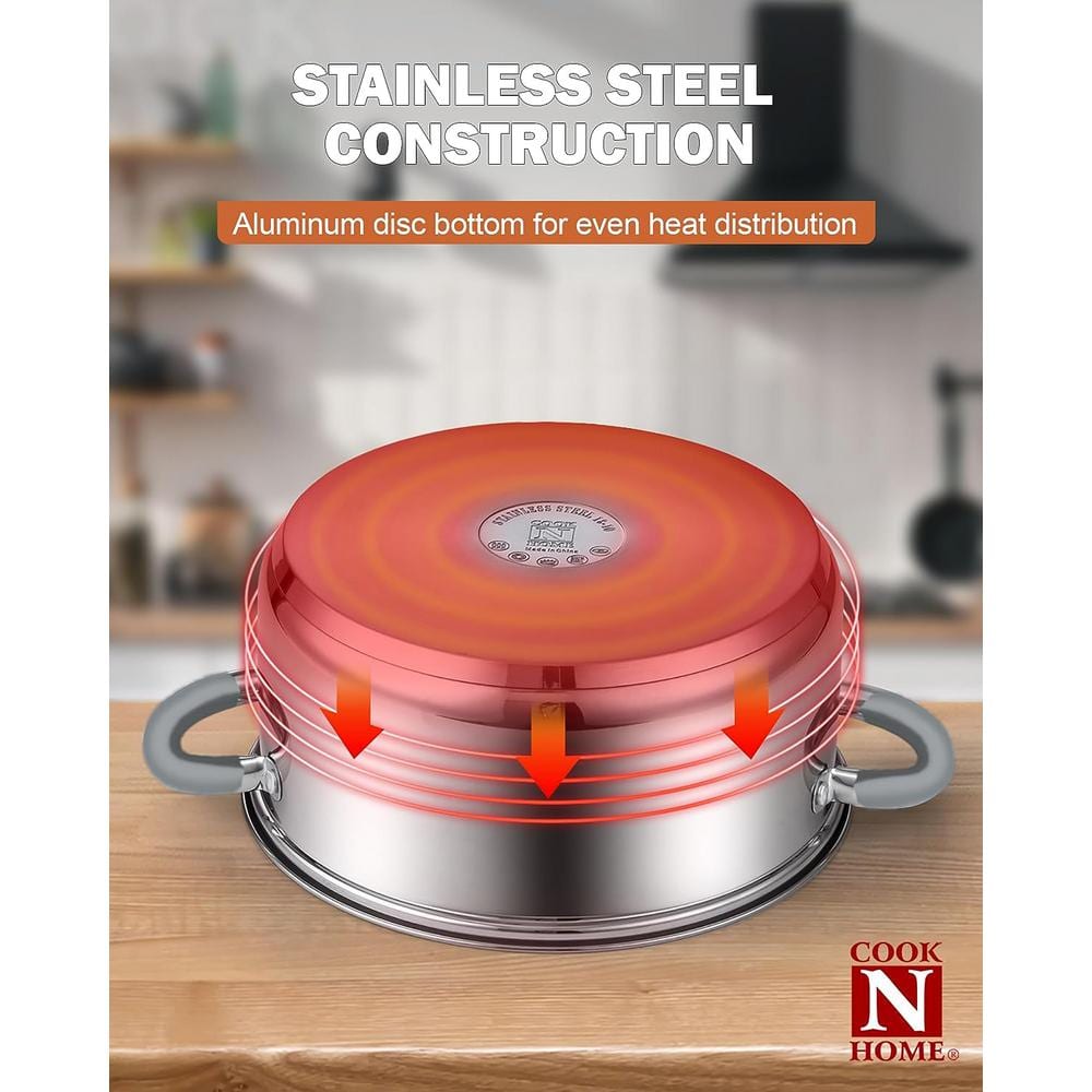 12-Piece Stainless Steel Cookware Set with Glass Lids and Silicone Handles