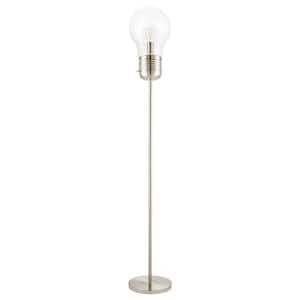 71 in. Brushed Nickel Pomo Bulb-in-a-Bulb Floor Lamp with Novelty Glass Shade