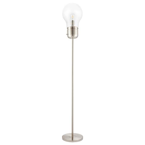 Merra 71 in. Brushed Nickel Pomo Bulb-in-a-Bulb Floor Lamp with Novelty Glass Shade