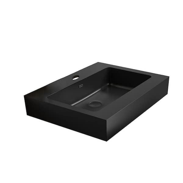 24 in. Drop-In Bathroom Sink in Matte Black Quartz Vanity Top
