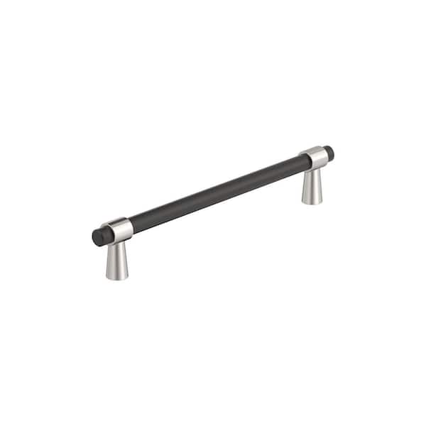 Amerock Mergence 6-5/16 in. (160mm) Modern Matte Black/Polished Nickel Bar Cabinet Pull