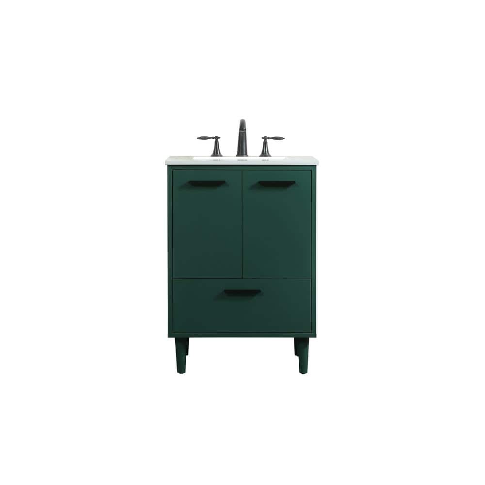 Simply Living 24 in. W x 19 in. D x 34 in. H Bath Vanity in Green with Ivor