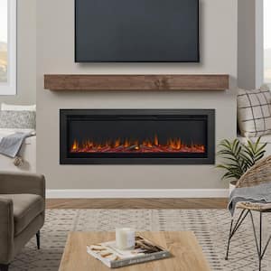 65 in. Wall-Mount Recessed Electric Fireplace Insert in Black