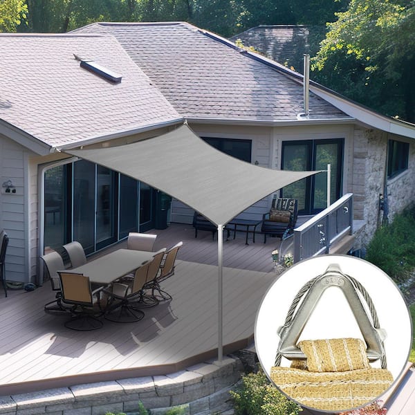 Shade Mart Pro Ring 16 ft. x 22 ft. Rectangle Sun Shade Sail Grey