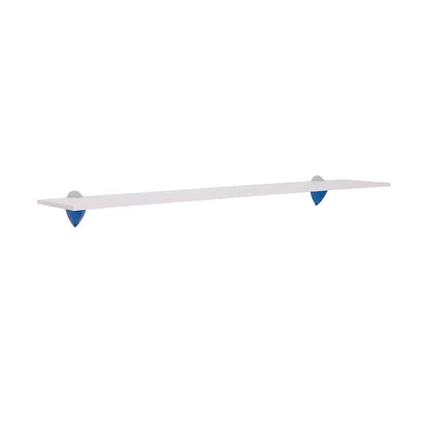 35.375 in. W x 7.125 in. D Puzzle White Shelf with Jazzy Blue/Silver Brackets Decorative Shelf Kit
