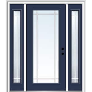 64.5 in. x 81.75 in. PIM Right-Hand Full Lite Classic Painted Fiberglass Smooth Prehung Front Door with Sidelites