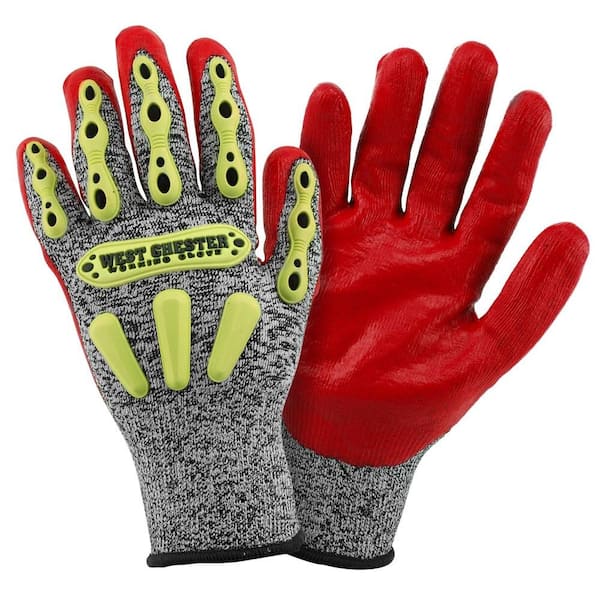 West Chester Medium Grey HPPE Glove with Yellow TPR's and Red Foam
