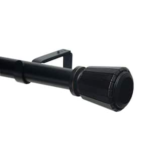 120 in. Non-Telescoping 1-1/8 in. Single Curtain Rod Set in Black with Lepape Finial