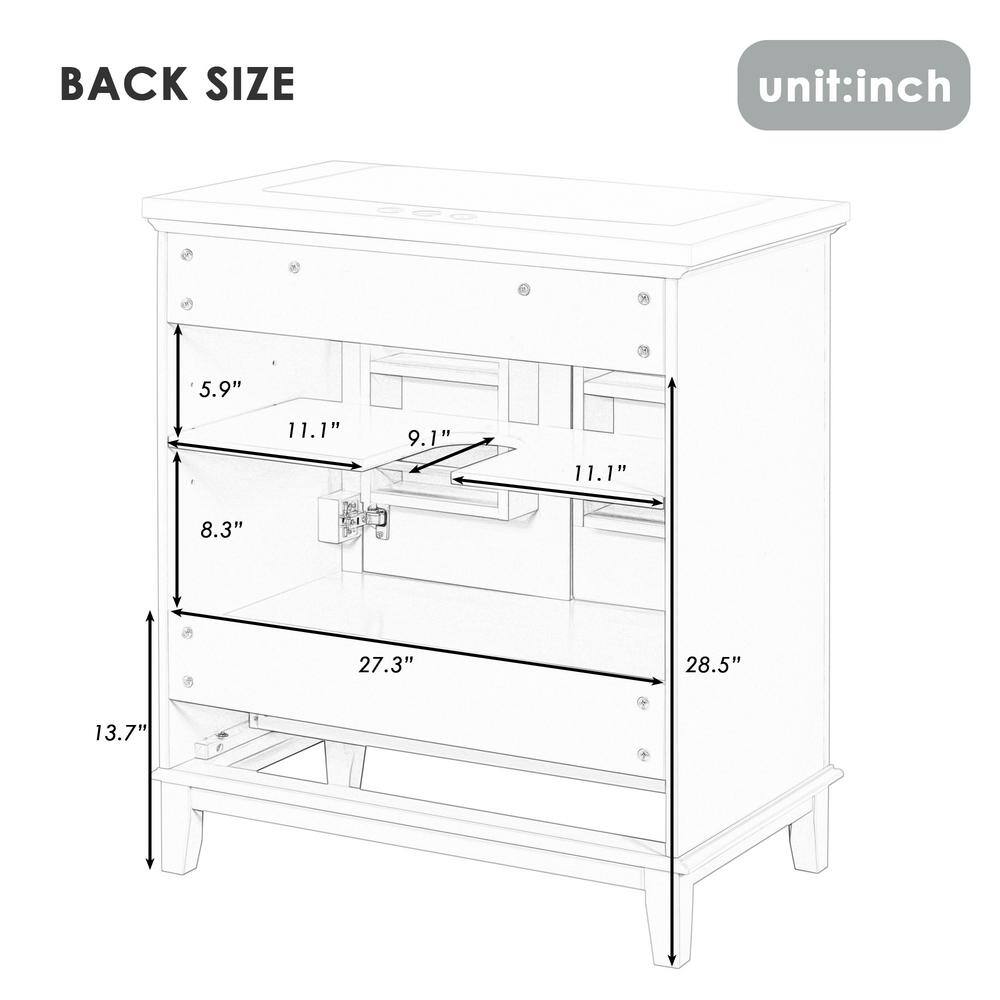Black Solid Wood and MDF Freestanding Bathroom Vanity Cabinet