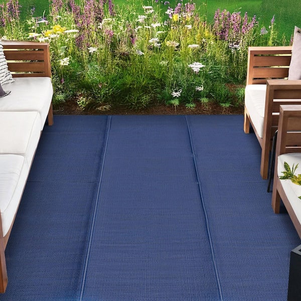 Luna Navy 9 ft. x 12 ft. Solid Indoor/Outdoor Area Rug