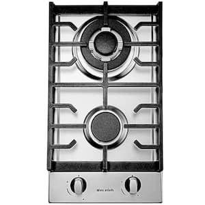 12 in. 2-Burner Built-in Propane Gas Cooktop in Stainless Steel with Dual NG/LPG