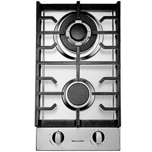 cadeninc 12 in. 2-Burner Built-in Propane Gas Cooktop in Stainless Steel with Dual NG/LPG