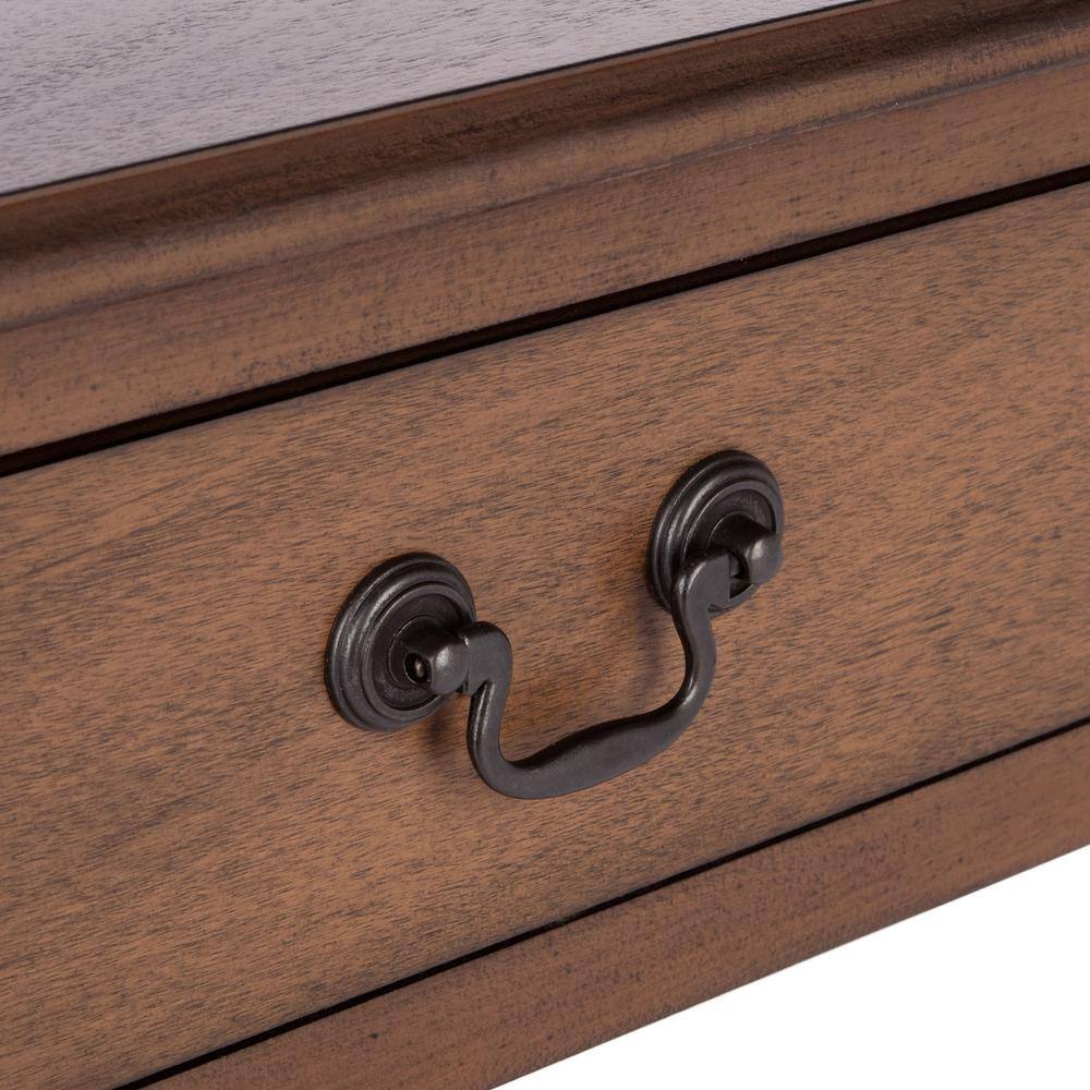 Athena Medium Brown Pinewood Accent Table with Storage