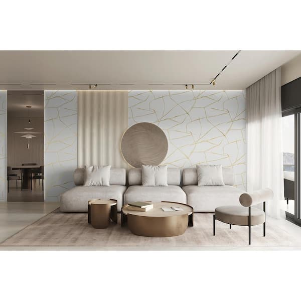 Royal White Astratto Abstract Unpasted Paper Nonwoven Wallpaper Roll 57.5 sq. ft.