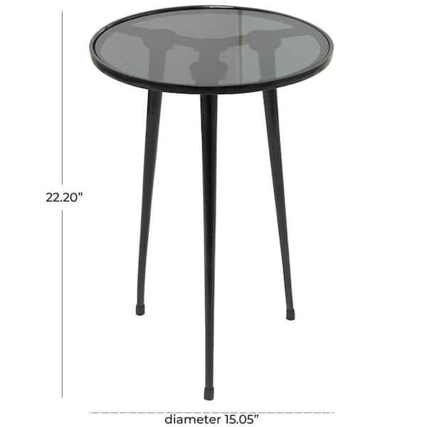 Caspian 15 in. Black Tripod Legs Large Round Shaded Glass End Table