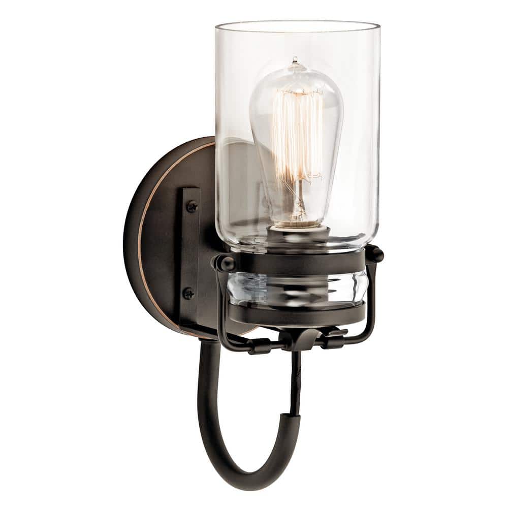 Champagne Bronze Jelly Jar 5" Wall Sconce with Clear Glass Shade