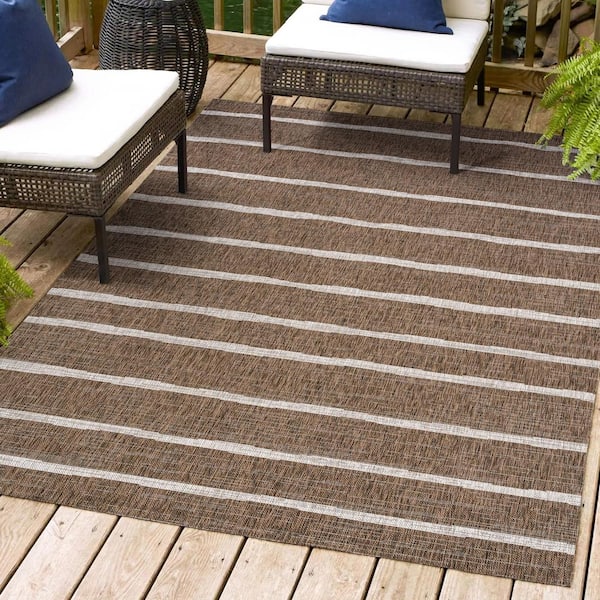 Colonia Berber Stripe Brown/Beige 3 ft. x 5 ft. Indoor/Outdoor Area Rug