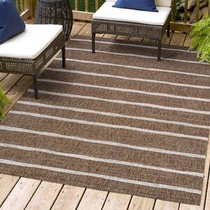JONATHAN Y Colonia Berber Stripe Beige/Brown 4 ft. x 6 ft. Indoor ...