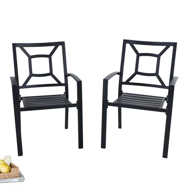 Phi Villa Black Stackable Fancy Metal, Fancy Black Dining Chairs