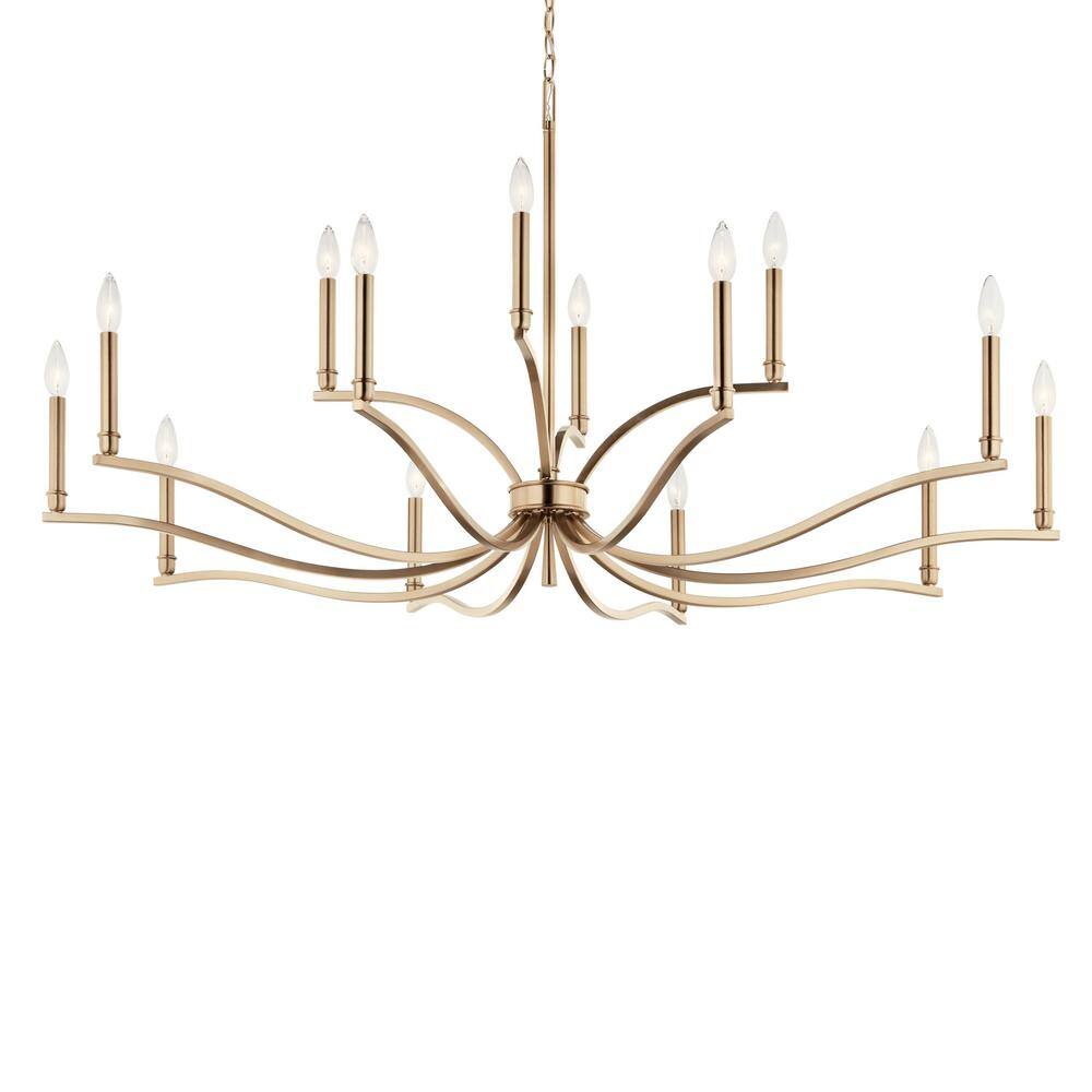 Champagne Bronze 14-Light 2-Tier Candle Chandelier