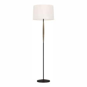 Ferrelli 61.625 in. Weathered Oak Wood and Aged Pewter Floor Lamp