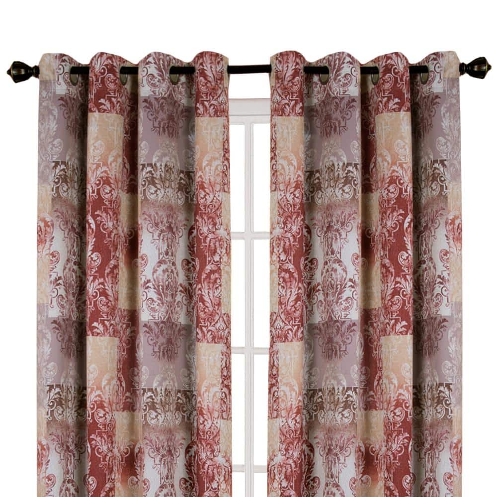 Marsala Red Polyester Room-Darkening Grommet Curtain Panel