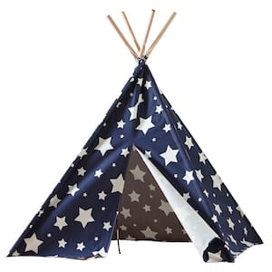 Cotton Canvas Blue with White Stars Indoor Children's Teepee