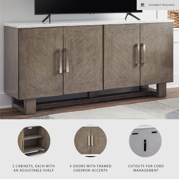 Signature DESIGN BY ASHLEY Loyaska Grayish Brown/White TV Stand