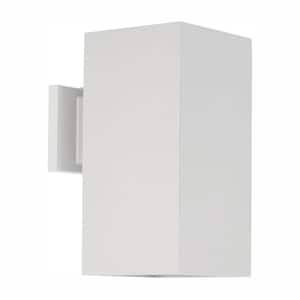 6" LED Square Cylinder Collection White Modern Outdoor Wall Lantern Light