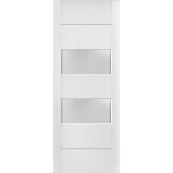 Sartodoors 30 in. x 32 in. Solid Wood Frosted glass White Interior Door Slab