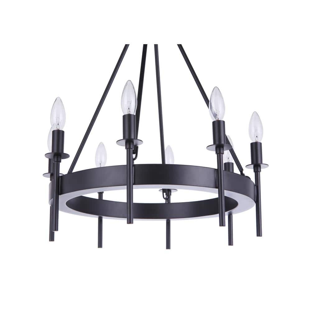 Mini Larrson Flat Black Crystal 8-Light Candle Chandelier