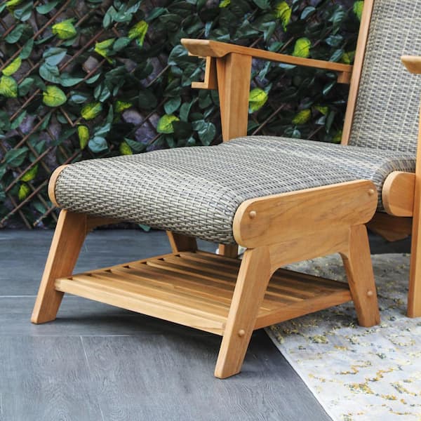 Cambridge Casual Auburn Unfinished Wood Solid Teak Outdoor Lounge Chair - Free Lumbar Pillow